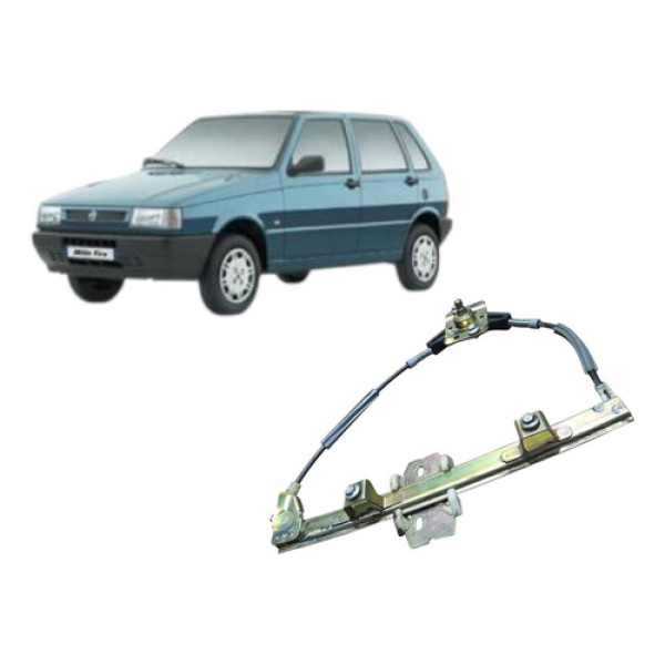 Máquina Da Porta Tras Esquerda Fiat Uno Mille 2003 Preto