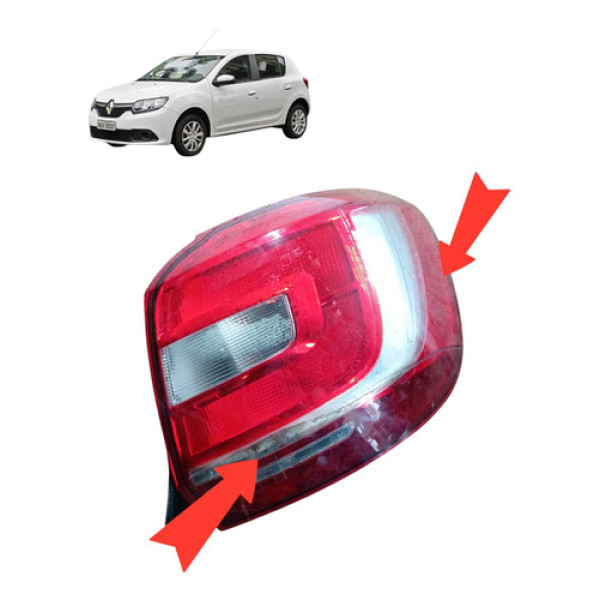  Lanterna Traseira Lado Direito Renault Sandero  2018 Direito/passageiro Branco